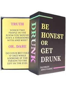 1 Box Of English Version BE HONEST OR GET DRINK Sincere Drinking, Casual Gathering Game Cards,Drinking Games,Drinking Game,Card Games - Multicolor - View 1