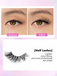 7对Asiteo透明带柔软自然纤细猫眼仿貂毛假睫毛，蓬松半眼睫毛，假睫毛 - 眼尾拉長款 - 查看 2