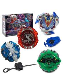 战斗陀螺入门套装 - 4 个陀螺 + 2 个发射器 + 贴纸，战斗游戏带展示盒（仅供参考） - 彩色 - 查看 2