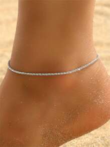 1pc Fashionable Minimalist Women's Gold Stainless Steel Anklet - Gold - View 4
