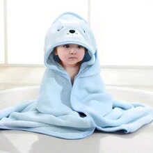 Cartoon Baby Hooded Cloak Poncho Soft Bathing Towel Infant Swaddle Blanket