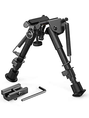 BABONA 1-Pack Metal Nylon Butterfly Bracket Bipod For Outdoor Hunting Rifle Bipod Retractable And Foldable (Adapter Already Installed On The Product)