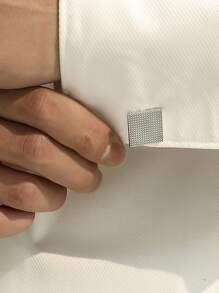 1 par de gemelos de cobre sencillo con diseño de la bandera británica, accesorio versátil para hombres - Plateado - Ver 6