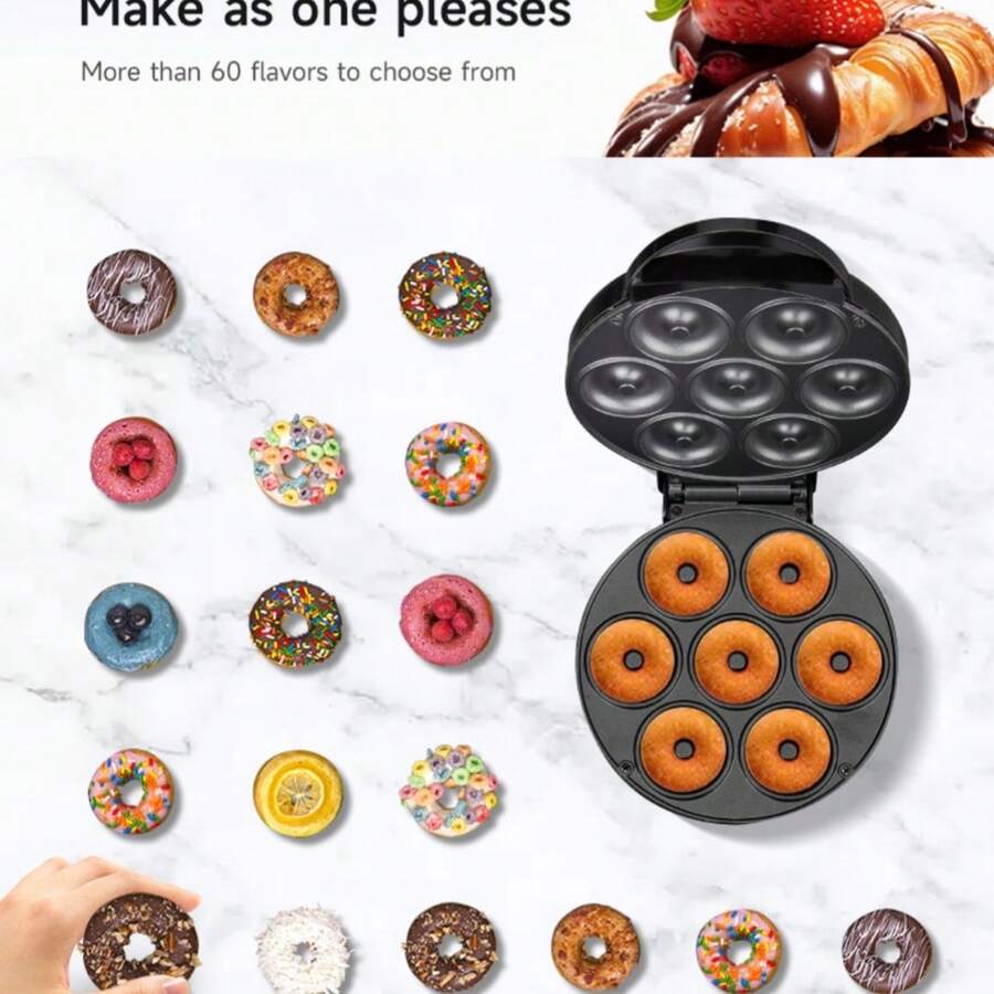 Mini Electric Grill Donut Maker 7-Hole 1000W Portable Bread Machine Non