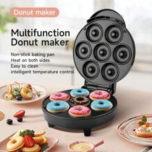 1 pieza Mini Máquina para Hacer Donas, Apta para Desayuno, Aperitivos, Postres, Revestimiento Antiadherente, Potencia de 1000W, Puede Hacer 7 Donas Lindas de 5cm a la vez, Electrodoméstico de Cocina, Máquina de Donas/Waffles - Tipo de Enchufe A USA (110-127V) - Ver 1