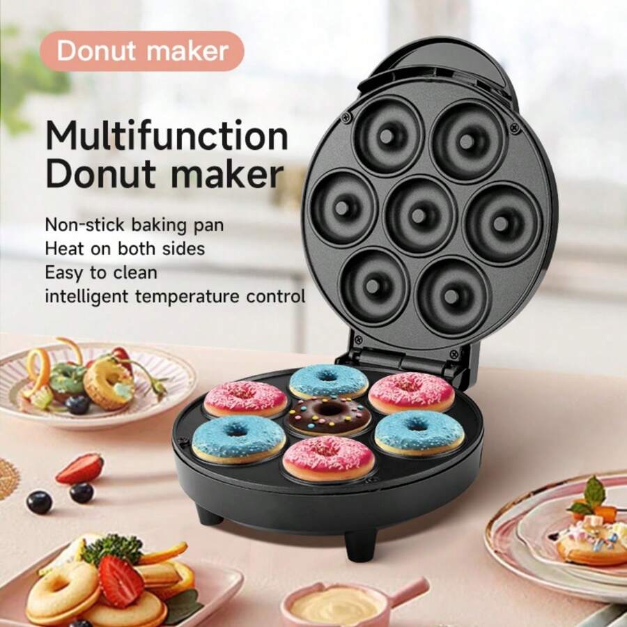 Mini Electric Grill Donut Maker 7-Hole 1000W Portable Bread Machine Non
