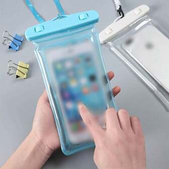 1入充氣式手機防水袋，透明浮力PVC防水箱，具有觸屏功能，適用於攝影、漂流、游泳和潛水的密封保護