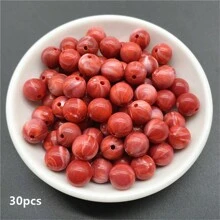 6/8/10 毫米亚克力圆珠，适用于制作珠宝、手链和项链 DIY 配件 - 紅色 - 查看 11