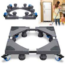 VA-Cerulean Washing Machine Base Gray Adjustable Washing Machine Base With Non-Slip Shock Absorption Function For Dryer Freezer Washing Machine Refrigerator 4 Feet / 8 Feet With Wheels - 8 Feet With Wheels - View 1