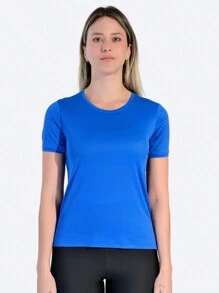 WOMEN'S FITNESS GYM T-SHIRT - Royal Blue - View 2