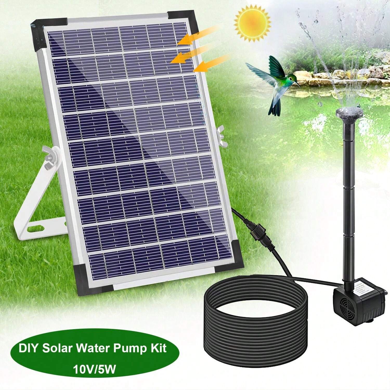 Pompa Acqua Solare Per Fontana Da Giardino - Con Pannello 3W 5V E 7 Ugelli | Per Vasche Uccelli E Decorazioni - Foto 8