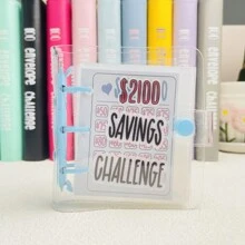 1 Stück Blaues 2100 Sparherausforderung Ordner, Geld Sparordner, Sparziel Buch mit Umschlägen, Umschlag Sparherausforderung, Mini Haushaltsbudget Ordner mit Bargeld Umschlägen
