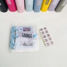 1 Stück Blaues 2100 Sparherausforderung Ordner, Geld Sparordner, Sparziel Buch mit Umschlägen, Umschlag Sparherausforderung, Mini Haushaltsbudget Ordner mit Bargeld Umschlägen