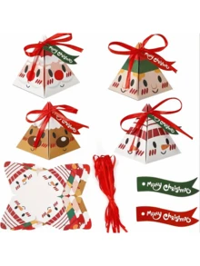 Hộp quà Giáng sinh 8 chiếc, Hộp quà trang trí Giáng sinh, Hộp đựng thực phẩm nướng, 4 kiểu hộp quà Giáng sinh, Hộp giấy Giáng sinh, Hộp kẹo hình tam giác có ruy băng, Đồ dùng cho tiệc Giáng sinh Đồ trang trí Giáng sinh Đồ trang trí Giáng sinh Quà tặng Giáng sinh Đồ dùng cho tiệc Giáng sinh Túi quà Giáng sinh Túi Giáng sinh Nhãn dán Giáng sinh - Nhiều màu - Xem 8