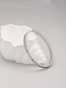 3pcs Luxury Stainless Steel & Cubic Zirconia Bracelet Set, Daily Wear For Women