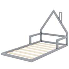 Okwish Children's Bed Platform Bed 90*200 Cm With Slatted Frame, Solid Bed Youth Bed For Boys And Girls, Functional Single Bed House-Shaped Bed (Without Mattress)