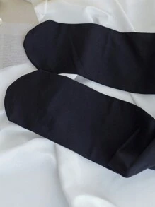 1pc Women's Fashionable Solid Color Tights, Casual Daily Wear For Autumn & Winter, Cozy - Navy Blue - View 3