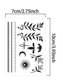 1 件花卉植物图腾临时纹身简单防水防汗一次性纹身贴纸适用于女性手臂、腰部、胸部、腿部、腹部、颈部、手部、手指、背部现代人体艺术 - 黑色 - 查看 4