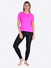 WOMEN'S FITNESS GYM T-SHIRT - Rosa Tropical - Ver 4
