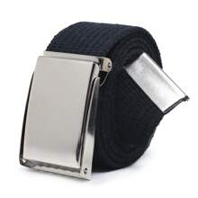Kit Of 2 Men's Grosgrain Canvas Belts With Adjustable American Buckle, High Quality, Plus Size - Màu xanh đen - Xem 2