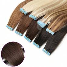 Lsybeauty 20pcs Straight Tape In 100% Remy Human Hair Extension For Salon  Multicolor  Color Dark Brown Color 2# 16-26 Inches Silk Straight Seamless Skin Weft Hair Extension Tape In Hair Tape Ins Hair Extentions - S2 - 查看 5