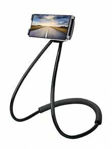 1pc Black Creative Slouchy Bedside Cell Phone Holder, Neck Hanging Smartphone Stand, Multi-Functional Phone Mount - Black - View 2