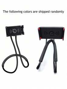 1pc Black Creative Slouchy Bedside Cell Phone Holder, Neck Hanging Smartphone Stand, Multi-Functional Phone Mount - Black - View 6
