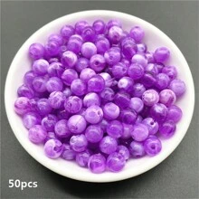 6 毫米/8 毫米/10 毫米亚克力圆珠适用于制作手链、项链、DIY 配饰 - 紫色 - 查看 10