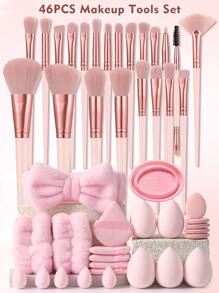 (Pink)18-20-22-25-30PCS  Makeup Brush Sets Premium Synthetic Hair Eyeshadow Blending Brush Sets Cosmetics Tools+24PCS Makeup Tools Set - 粉色 - 查看 8