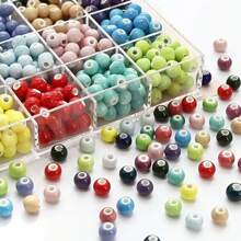 50PCS Macaron Fresh Color Ceramic Large Hole Beads, Suitable For Bracelet And Necklace Making, Perfect Gift Accessories