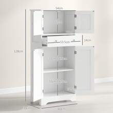 HOMCOM Kitchen Cupboard, Modern Freestanding Kitchen Storage Cabinet With Doors And Shelves, Kitchen Cabinet With Drawer And Adjustable Shelf, White - White - View 3