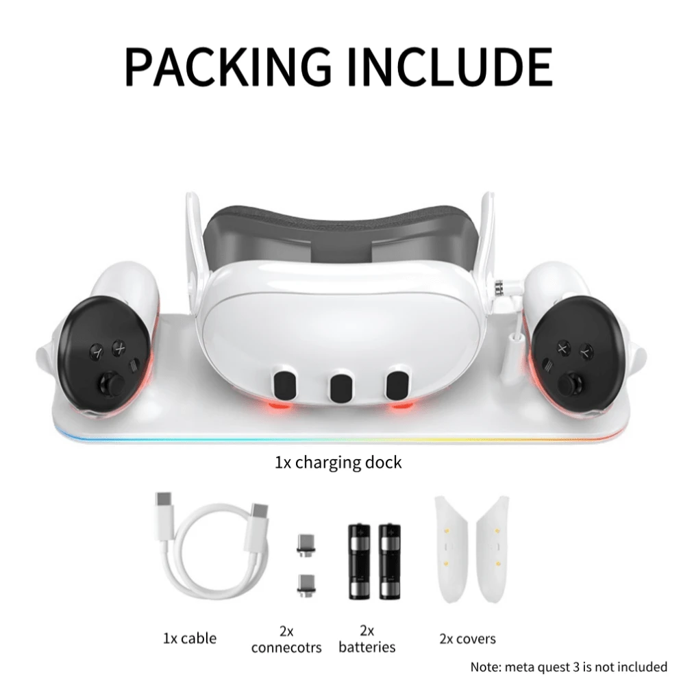 Wireless Charging Dock For Meta Quest 3 Compact Design AllInOne Charging Station For VR Meta
