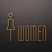 亚克力加厚浴室标牌，带 3D 金色图案，镂空银色男女通用卫生间标识牌最佳礼物