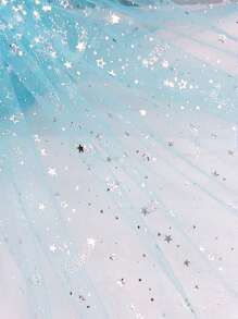 1 mảnh vải tuyn sequin hình ngôi sao bạc kim loại dùng để may trang phục sân khấu tự làm, váy công chúa, mũ đội đầu - Nhiều màu - Xem 12