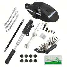 1 Set Multifunctional Bicycle Repair Kit, Bicycle Tool Combo Set, Including 1 Bike Saddle Bag, Mini Bicycle Pump Kit, 16-In-1 Bicycle Repair Tool Kit