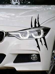 汽車黑白鬼爪光眉貼紙搞笑汽車貼紙防水貼紙刮花貼紙創意汽車用品1入組