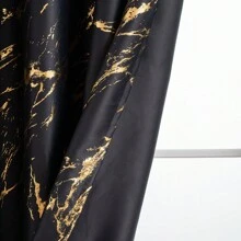 2 Stücke Schwarz & Gold Marmor Muster Vorhänge, geeignet für Wohnzimmer, Schlafzimmer, Alltagsgebrauch, Partys, Schulanfang, Weihnachten, Halloween, hergestellt aus Polyester mit guter Abdunkelungswirkung, leicht, luxuriöser nordischer Stil, maschinenwaschbar, verschiedene Größen erhältlich