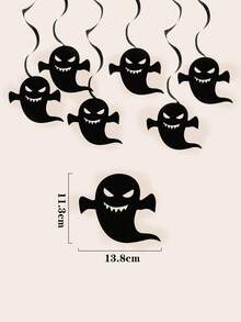 6 piezas Decoración colgante del techo para Halloween de fantasmas, calabazas y arañas con remolinos, decoración colgante espiral para fiestas de Halloween, y también para decorar en Navidad - Negro - Ver 2