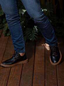 Luca Oxford Dress Shoe + Comfortable Tractor Belt Men's Dress Brogue - 黑色 - 查看 2