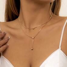 colar Aço titânio colar de camada dupla de nicho feminino high-end design sentido pequena cadeia de clavícula de contas 2023 novos acessórios simples da moda