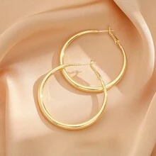 1 Pair Iron Round Hoop Earrings Suitable For Women's Daily Wear