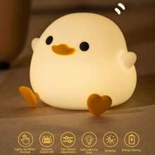 LED Night Light Cute Duck Cartoon Animals Silicone Lamp For Touch Sensor Timing USB Rechargeable For Birthday Gifts - Warm Light - View 7