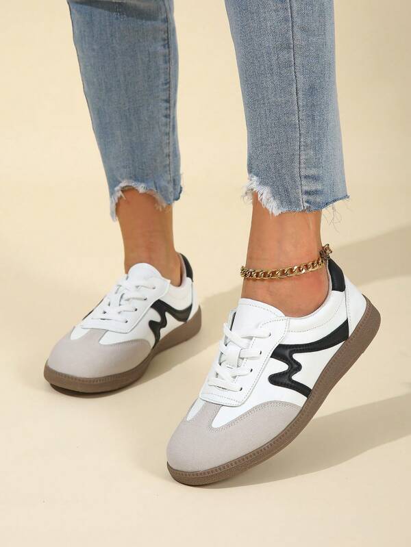 Damen Bequeme Flache Schuhe, Mode Modell 2024, Weiche Sohle, Leichte Gummisohle, Niedriges Oberteil, Niedriger Absatz, Runde Zehenkappe, Schnürung, Einfarbig, Komfortable Weiche Entspannte Atmungsaktive Rutschfeste TPR Laufsohle, Bequemes Laufen, Sneakers, Stil