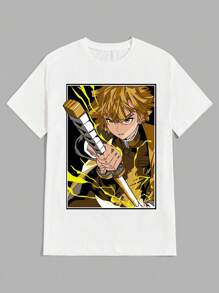 Zenitsu Agatsuma T-Shirt Unisex 100% Cotton Streetwear New Release Shipping Various Colors!! - 白色 - 查看 1