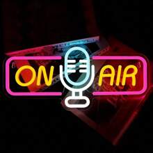 1 件装直播录音霓虹灯标志，用于墙面装饰，USB 供电，直播 LED 灯标志，适用于直播室、游戏室、广播室、音乐工作室、卧室的录音灯标志 - 彩色 - 查看 3