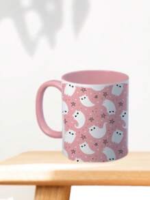 Taza de café de cerámica con diseño de calaveras y gatos de Halloween - Multicolor - Ver 1