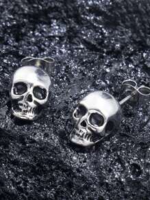1 Pair Halloween Themed Skull Punk Style Stud Earrings For Men