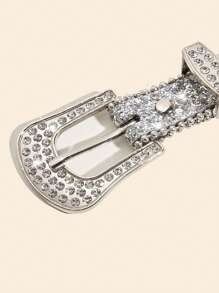 1pc Luxury Rhinestone Decor Belt Glitter Belt For Jeans Pants And Dresses Halloween Summer, School Fall, Autumn, Halloween - Silver - View 7