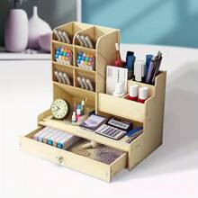 Office Study Desk Organizer Table Box Tidy Case Wooden Pen Pencil Storage Holder - Cherry Wood - View 5
