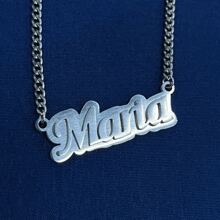 1 件女士时尚吊坠项链，定制双层不锈钢名字项链，日常佩戴配饰，可定制独特礼物，圣诞礼物，万圣节礼物 - 多色 - 查看 3